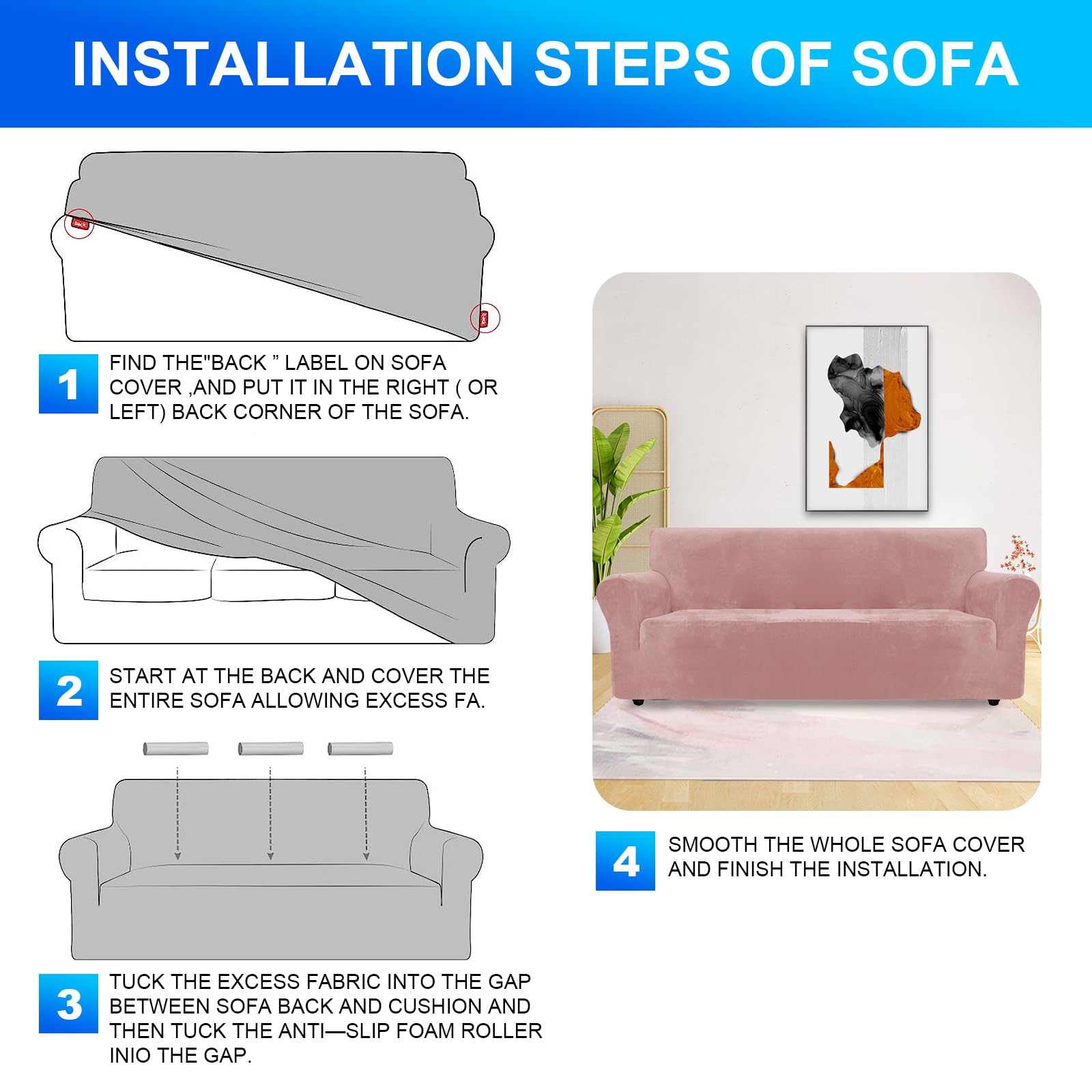 Samt Sofa Überzug 3 Sitzer, Sofabezug Elastische, Couch Überzug Haustier Katze Hunde, Universal Sofa Cover Moderne, Sofahusse Mit Armlehnen, Sofaschoner rutschfest, Rosa