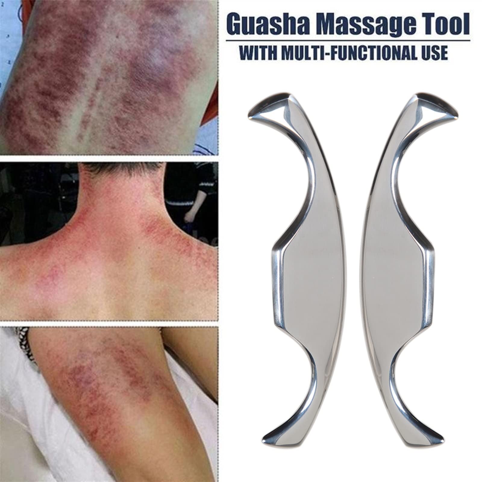 MOBYAT Herramienta de Masaje for raspar Gua Sha de Acero Inoxidable, Ayuda a aliviar los músculos doloridos, Gran Herramienta de movilización de Tejido Suave for Brazos y piernas traseras, 1 Uds.