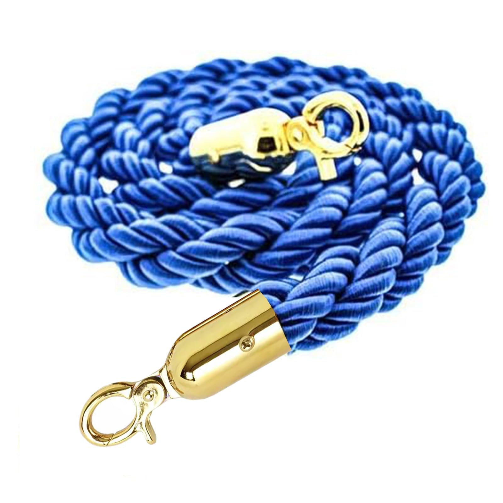 GDMDPTE 3M Heavy-Duty Blue Braided Hemp Rope with Stainless Steel Hooks for Crowd Control Event Barriers and Queue Management - Safety Rope for Events