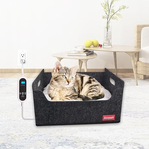 Miniatura 6 de Cama climatizada para gatos de interior, cama climatizada para mascotas para gatos de interior y perros pequeños, con almohadilla de calefacción