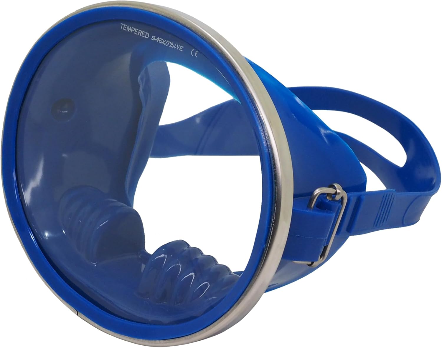 Classic Oval Single Lens Diving Mask - Panoramic Wide View, Anti-Fog Tempered Glass - Scuba Diving, Snorkeling, Freediving, Spearfishing Gear for Adults (Blue/Silver), Blue, Pink
