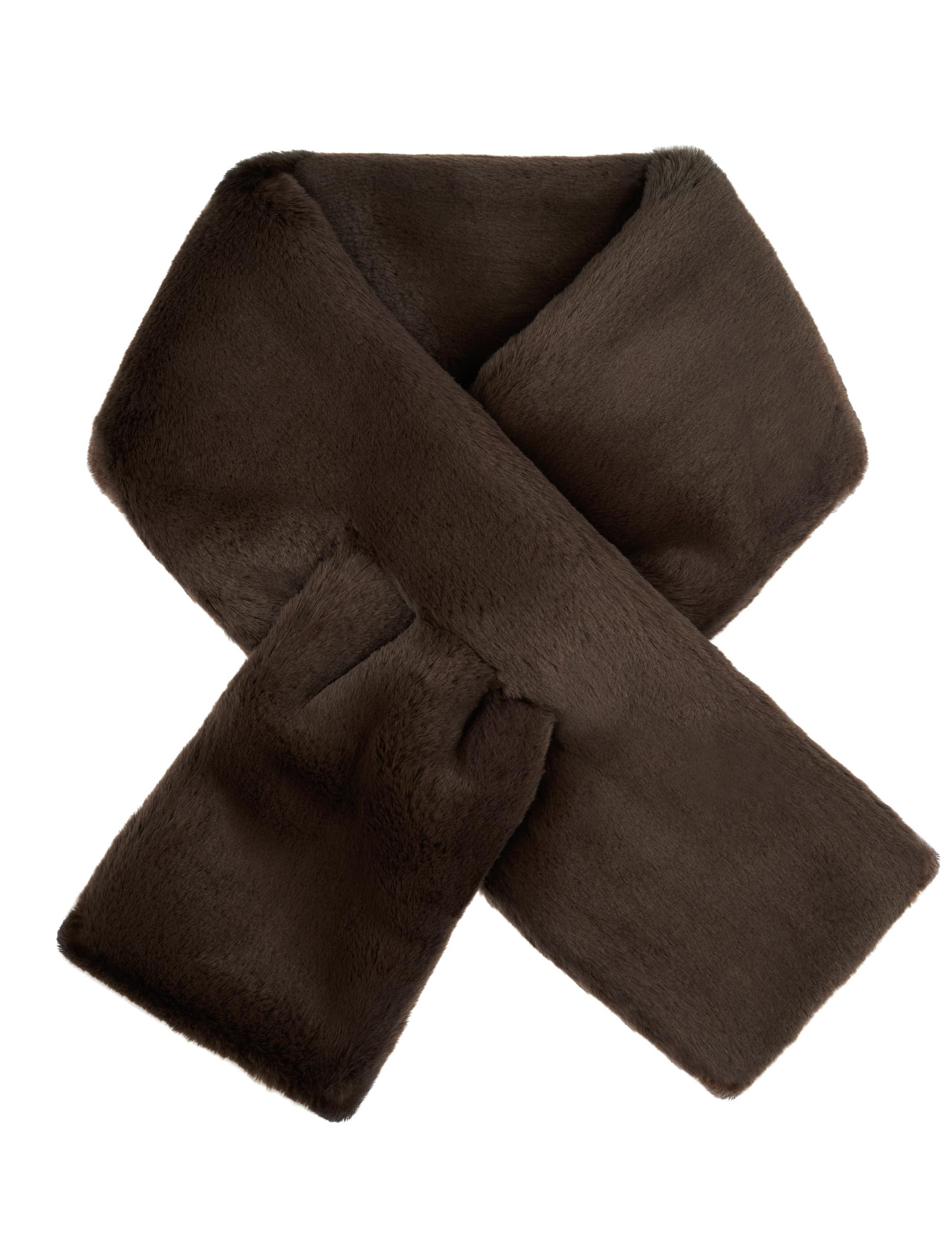 Futrzane Modern Scarf - Womens Faux Fur Stoles Wraps - Soft Collar for Jackets (Brown Modern)