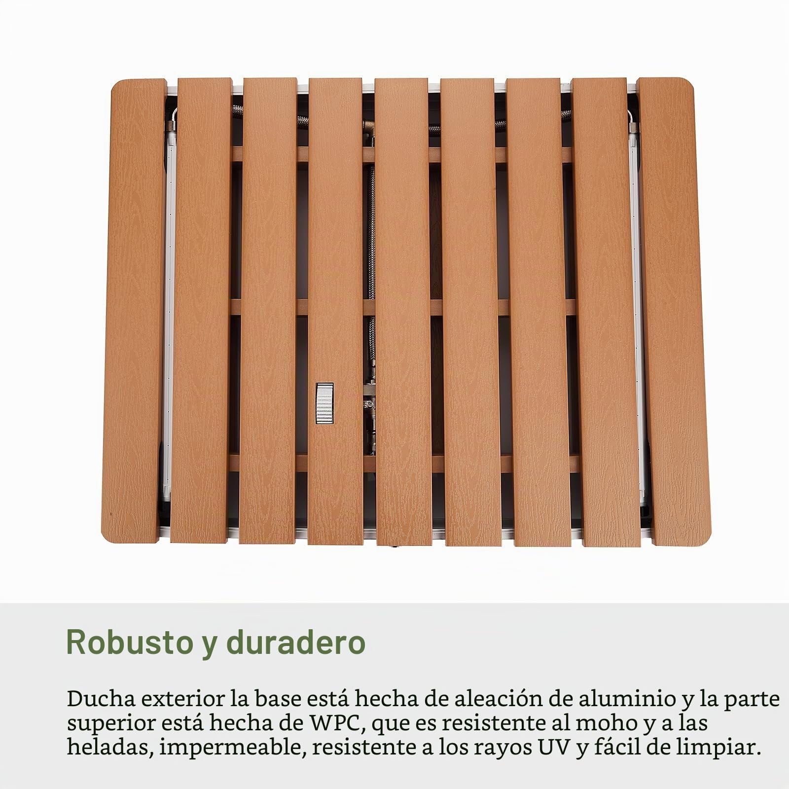 Ducha de jardín, Ducha Exterior, Ducha de Suelo, portátil – Altura del Chorro Regulable y Rueda de pie para ducharse y Jugar con el Agua, Antideslizante