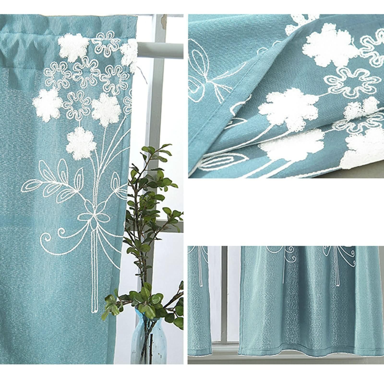 Tende corte da bagno lunghe 61 cm, 2 pezzi con tasca per asta