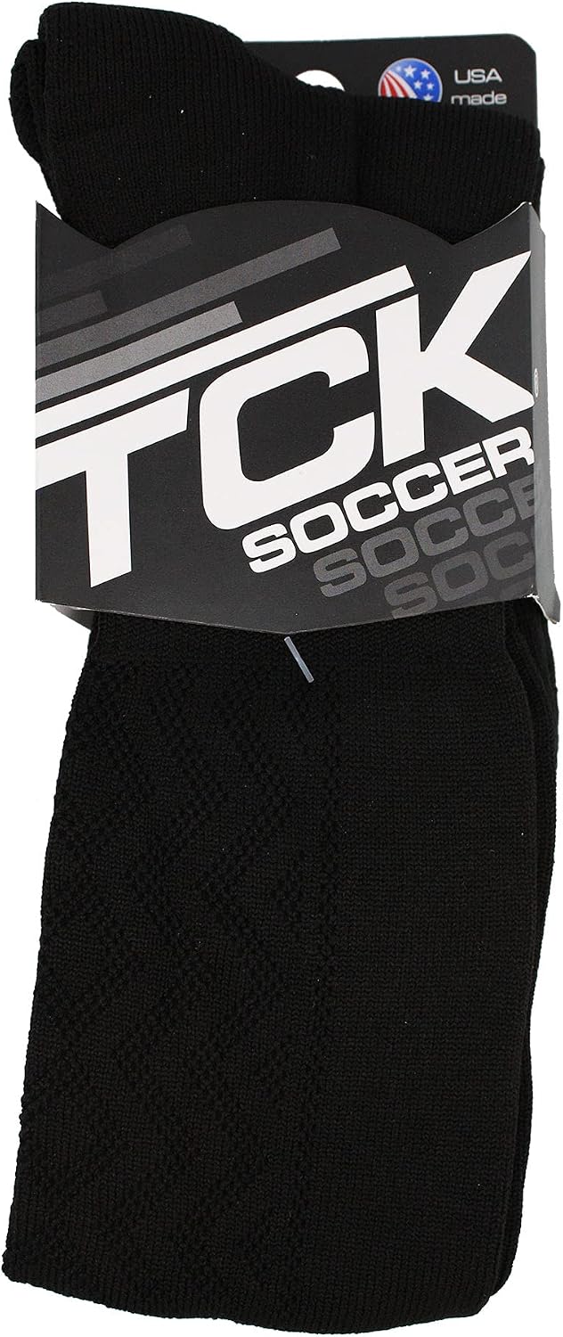 TCK Soccer Socks with Stripes Fold Down Premier (Black/White, Medium)