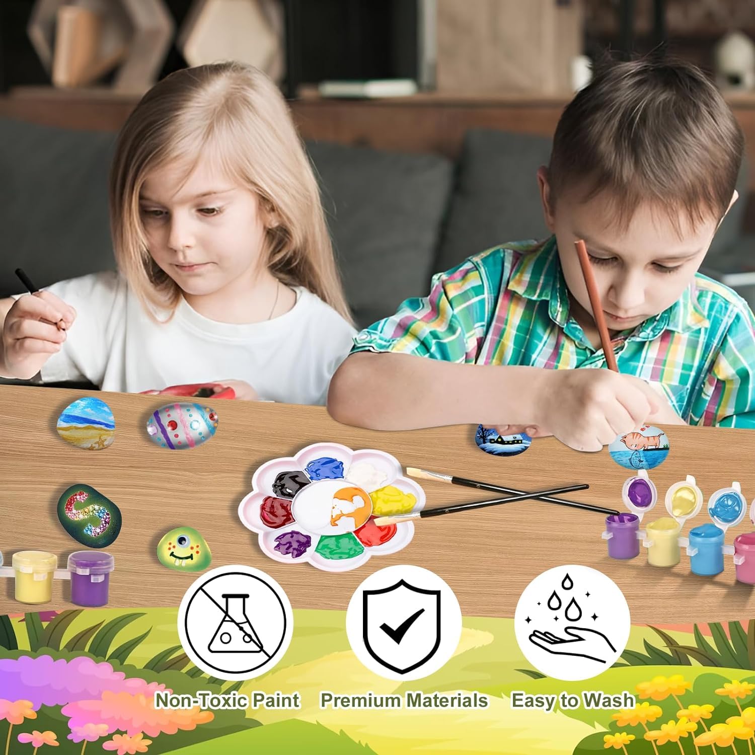 Coffret De Peinture Pour Bébé Kit Peinture Sur Pierres REJOECE - 16 Galets, Peintures Lumineuses, Loisir Créatif Enfants 3-12 Ans Activité Manuelle 12 Ans