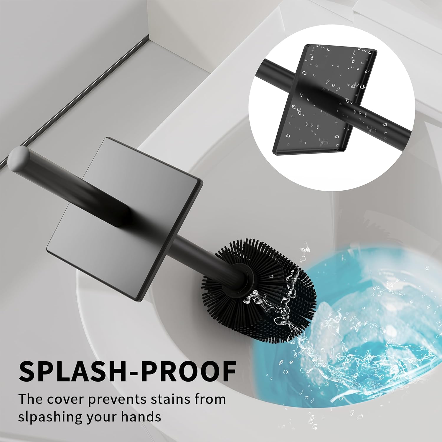 Ruacq Matte Black Toilet Paper Holder and Toilet Brush 2pcs Bathroom Hardware Set-Double Post Pivoting Square Tissue Holders-Square Toilet Brush and Holder Set