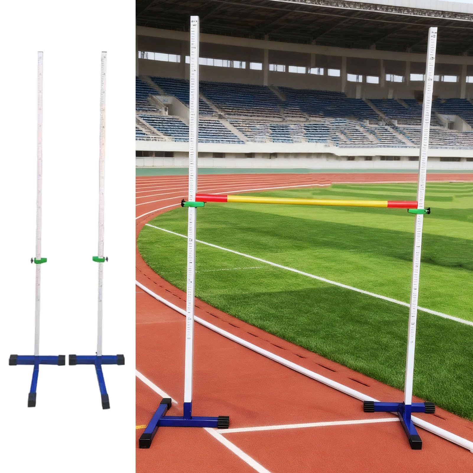 Regulowane stojaki do skoków wzwyż, 50-200 cm do szkół, lekkoatletyki, trening lekkoatletyczny, para, poprzeczka nie wchodzi w zakres dostawy