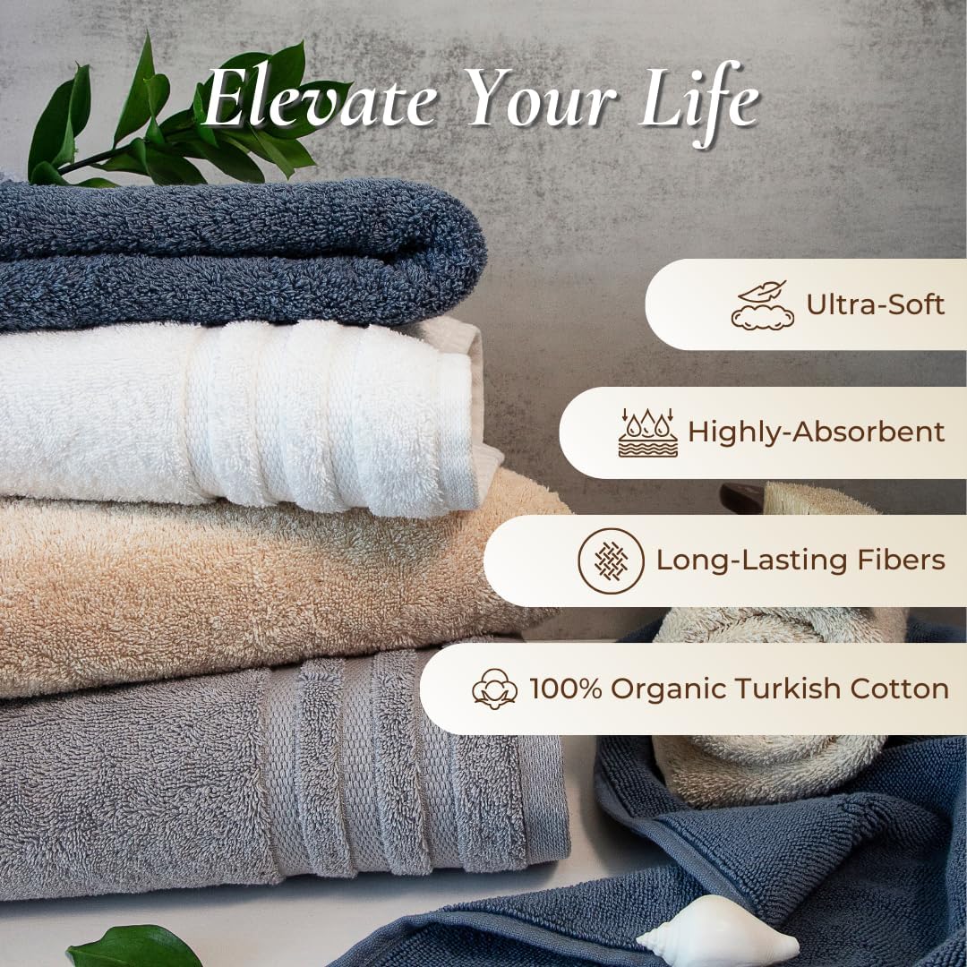 Iconic Bath Mat, 100% Organic Turkish Cotton Bath Rug - Quick-Dry, Extra Soft & Highly Absorbent | Best Luxury Spa & Hotel Bath Mat(Grey)