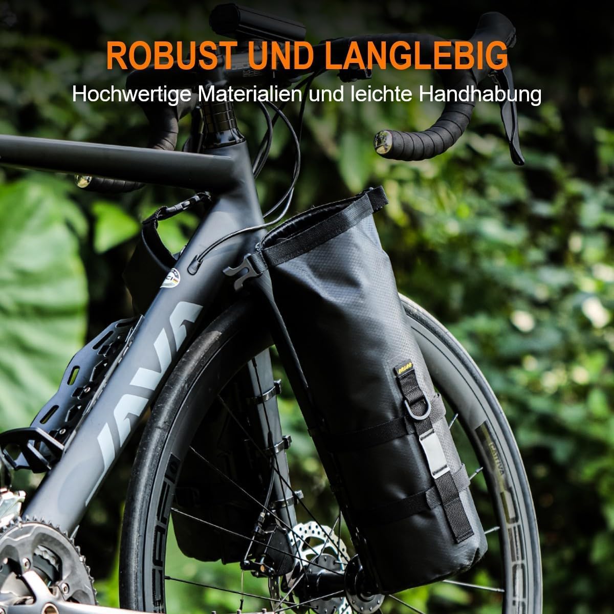 Taximi Torba na bagażnik rowerowy z uchwytem – torba na ramę roweru 5 l, 100% wodoszczelna, Rolltop Dry Bag, odporna na zużycie i rozerwanie, torba rowerowa (2 zestawy)