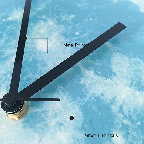 Miniatura 4 de Hogar brillante moderno arte luminoso reloj Luna Luna DIY analógico reloj de pared para decoración de habitaciones (azul)