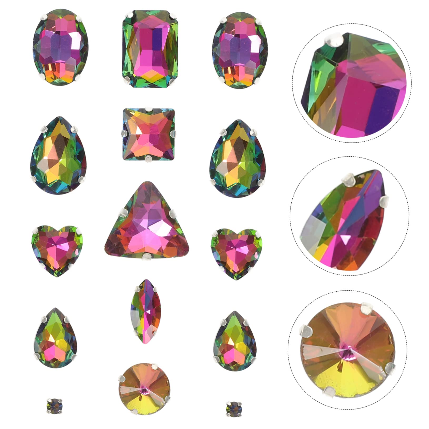 Angoily 5 Series Decoración De Perforación De Garras Pedrería De Uñas Rhinestones for Nails Coser Pedrería Materiales Garra De De Imitación Ropa Diy Pedrería Vidrio 50 Piezas X 5