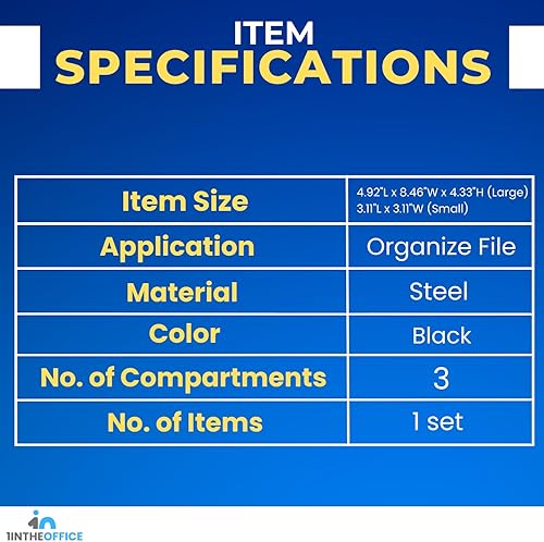 Miniatura 6 de 1InTheOffice Mesh Collection - Bandeja organizadora de cajones de escritorio, 3 compartimentos, apilable, negro mate