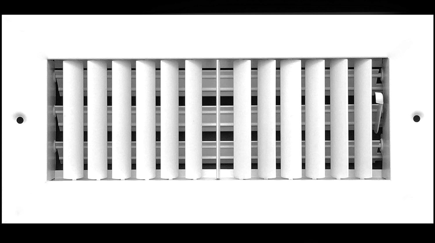 HVAC Premium 10''w x 4''h Adjustable AIR Supply Diffuser - HVAC Vent Cover Sidewall or Ceiling - Grille Register - High Airflow - White [Outer Dimensions: 11.75''w X 5.75''h]