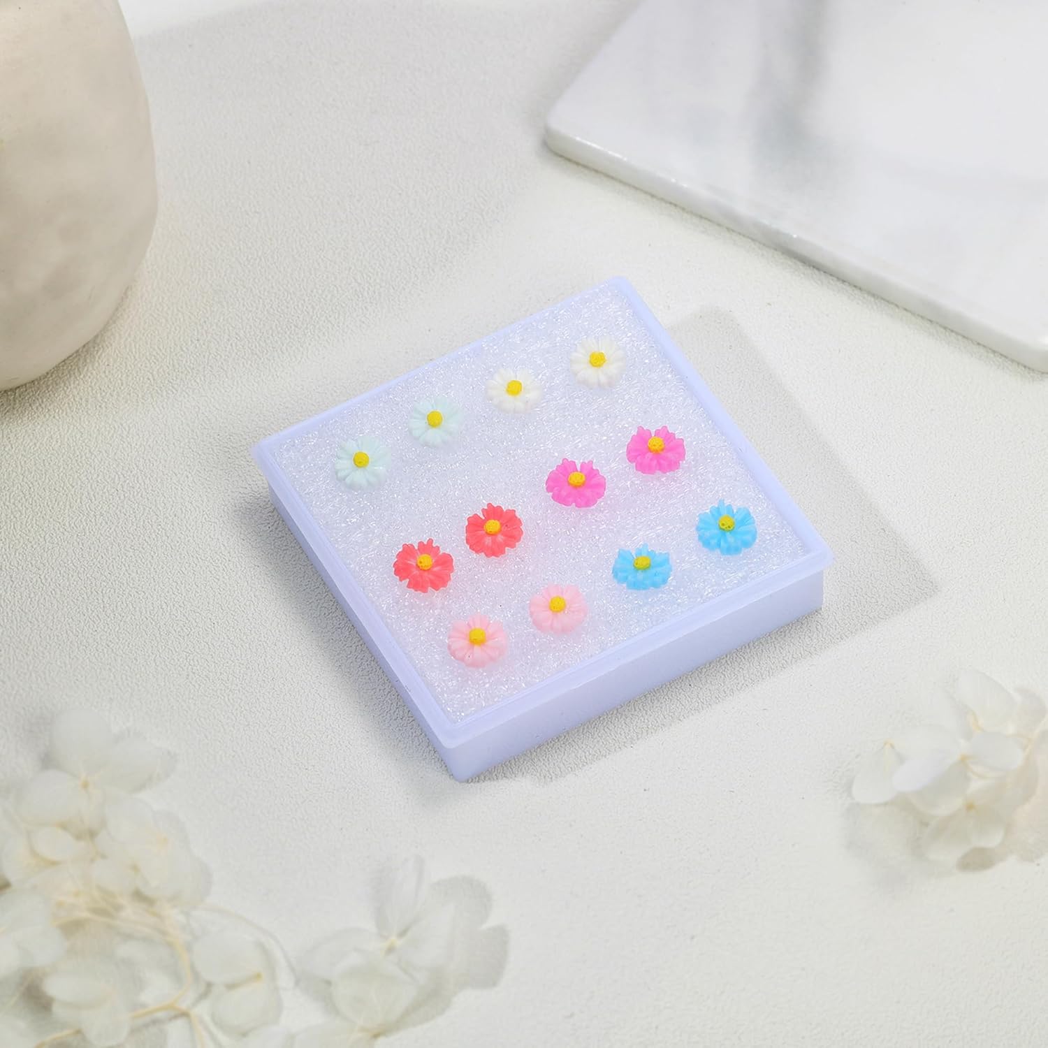 AoedeJ 6 Pairs Plastic Earrings: Flower Studs, Butterfly Designs for Sensitive Ears With Post - Image 2