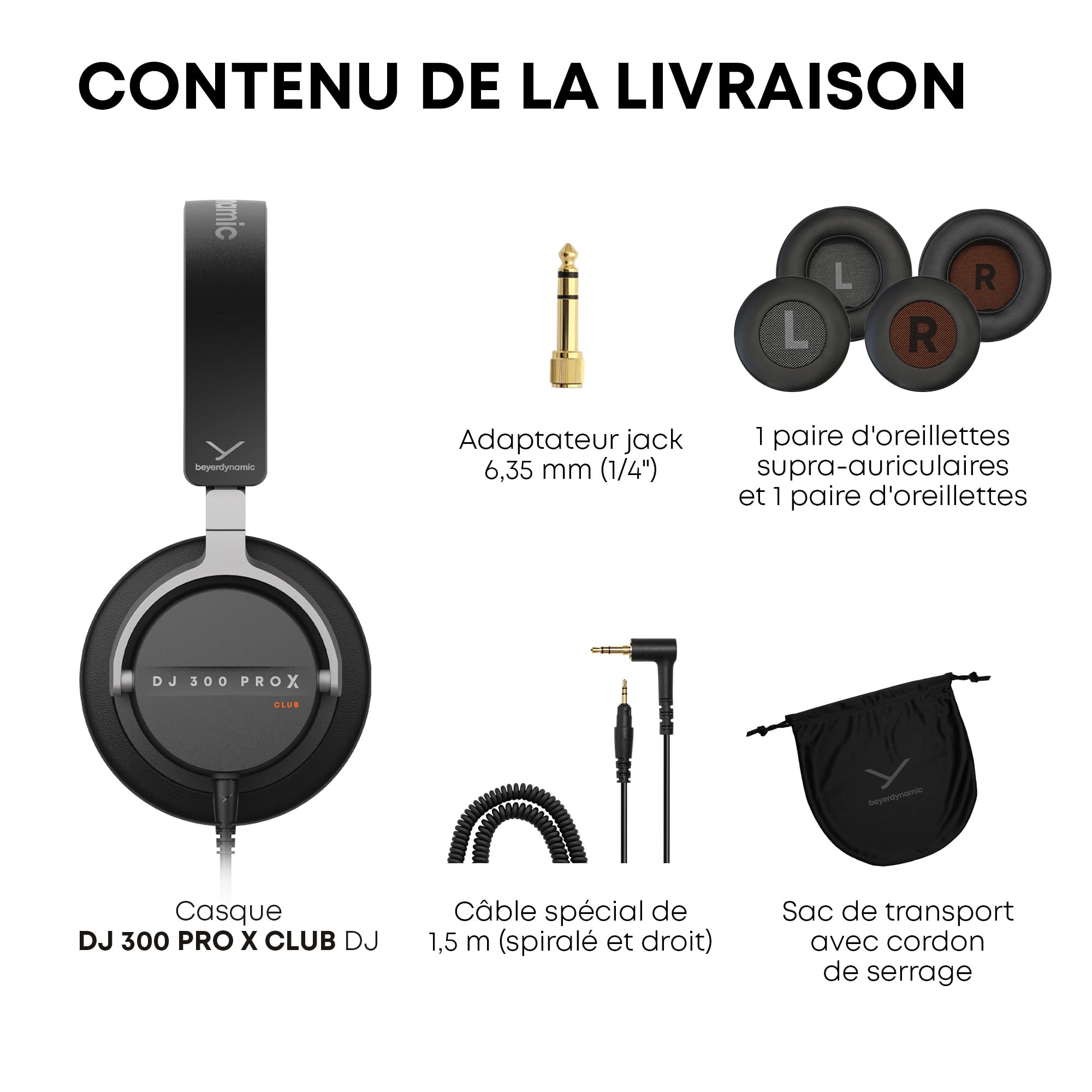 beyerdynamic DJ 300 Pro X Club Casque DJ Professionnel 2 en 1 avec Bonnets d'oreille Personnalisables et Conception fermée pour DJ Professionnels
