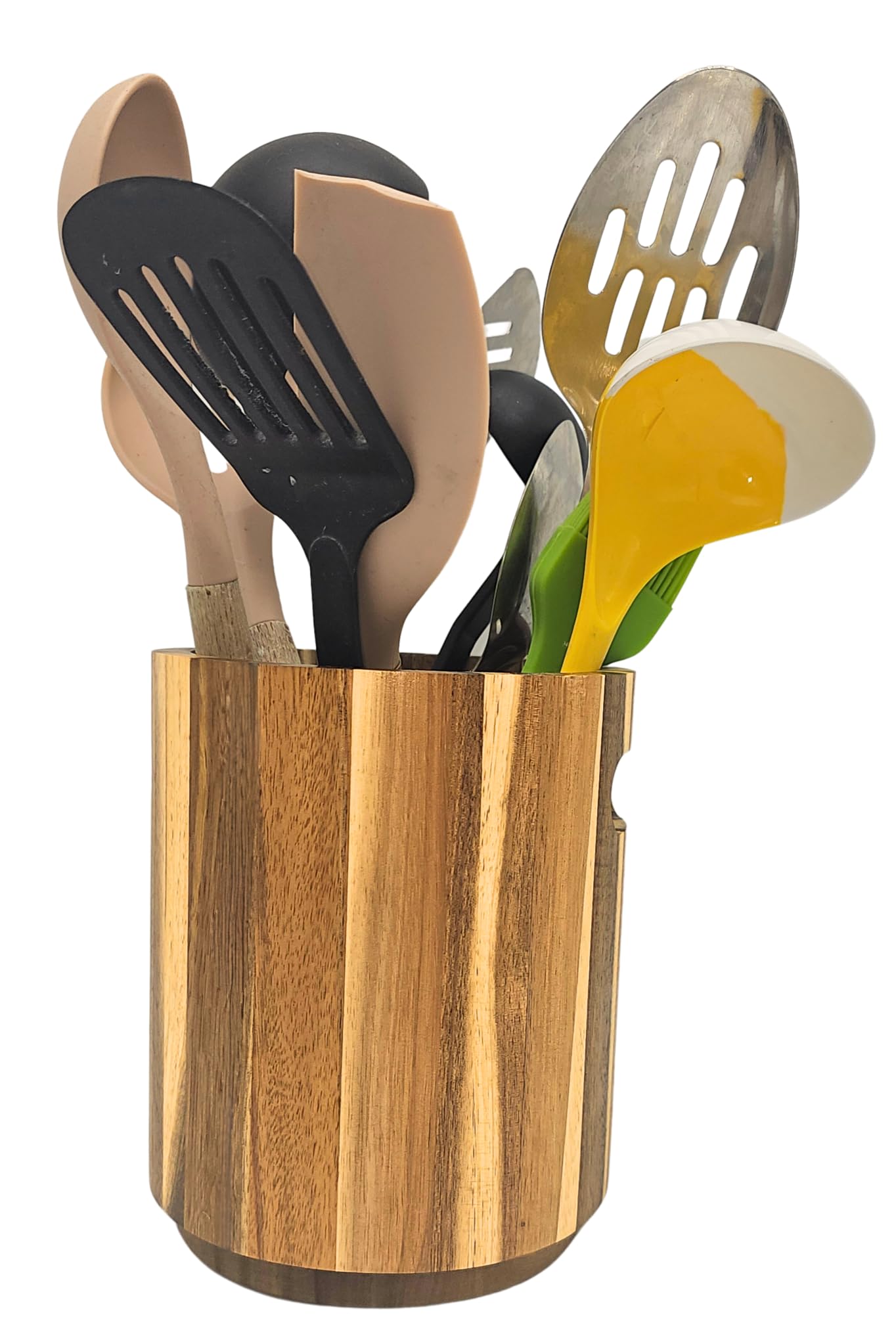 AYAMAX Acacia Wooden Utensil Holder | Kitchen Utensils Large, Natural Wood