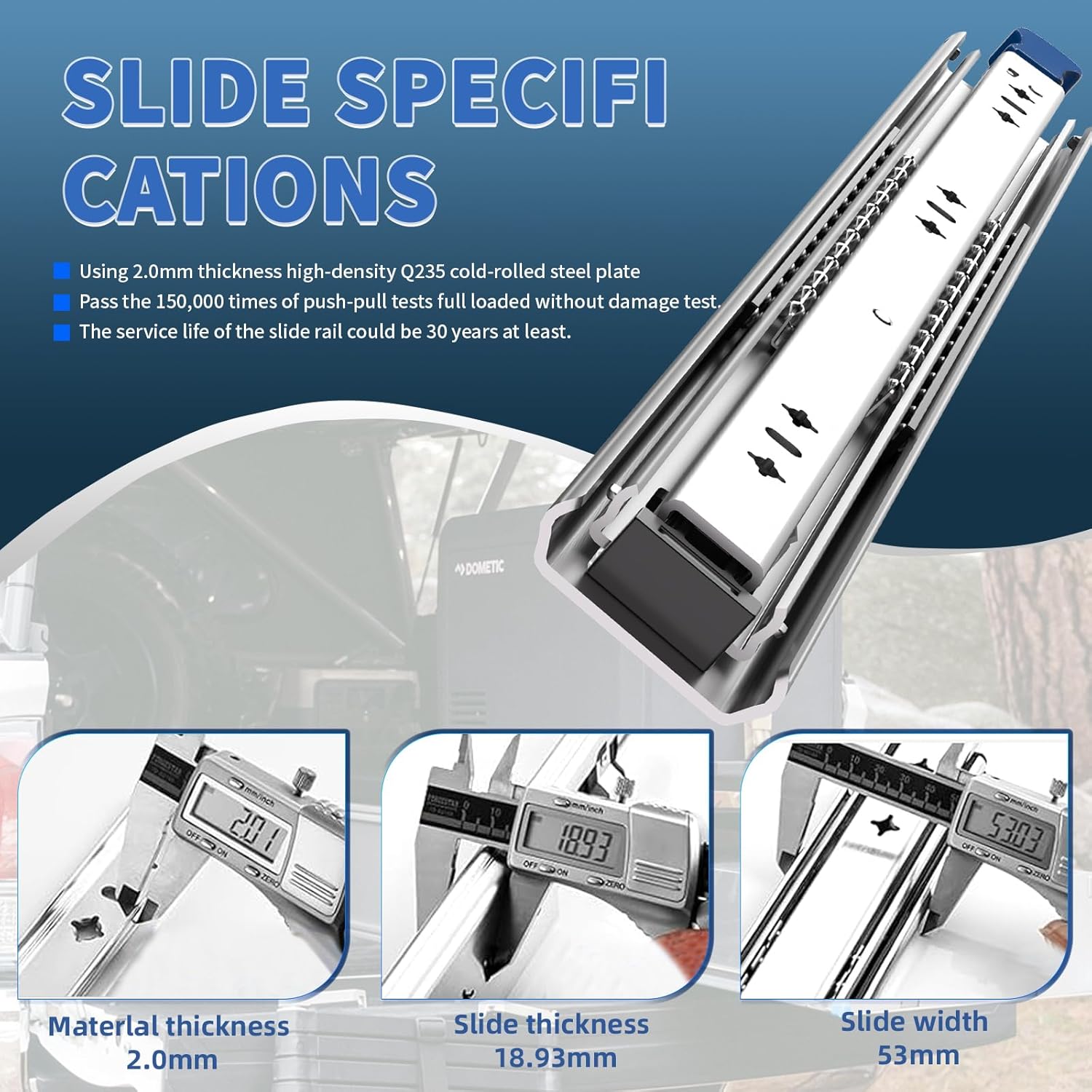 1 pair 260 lbs heavy duty locking drawer slides full extension ball bearing rail with lock 12 14 16 18 20 22 24 26 28 30 32 36 40 inch side mount industrial tool box runner(12 inch,with m5 screws) 40 inch 260lb/w:53mm(with lock)