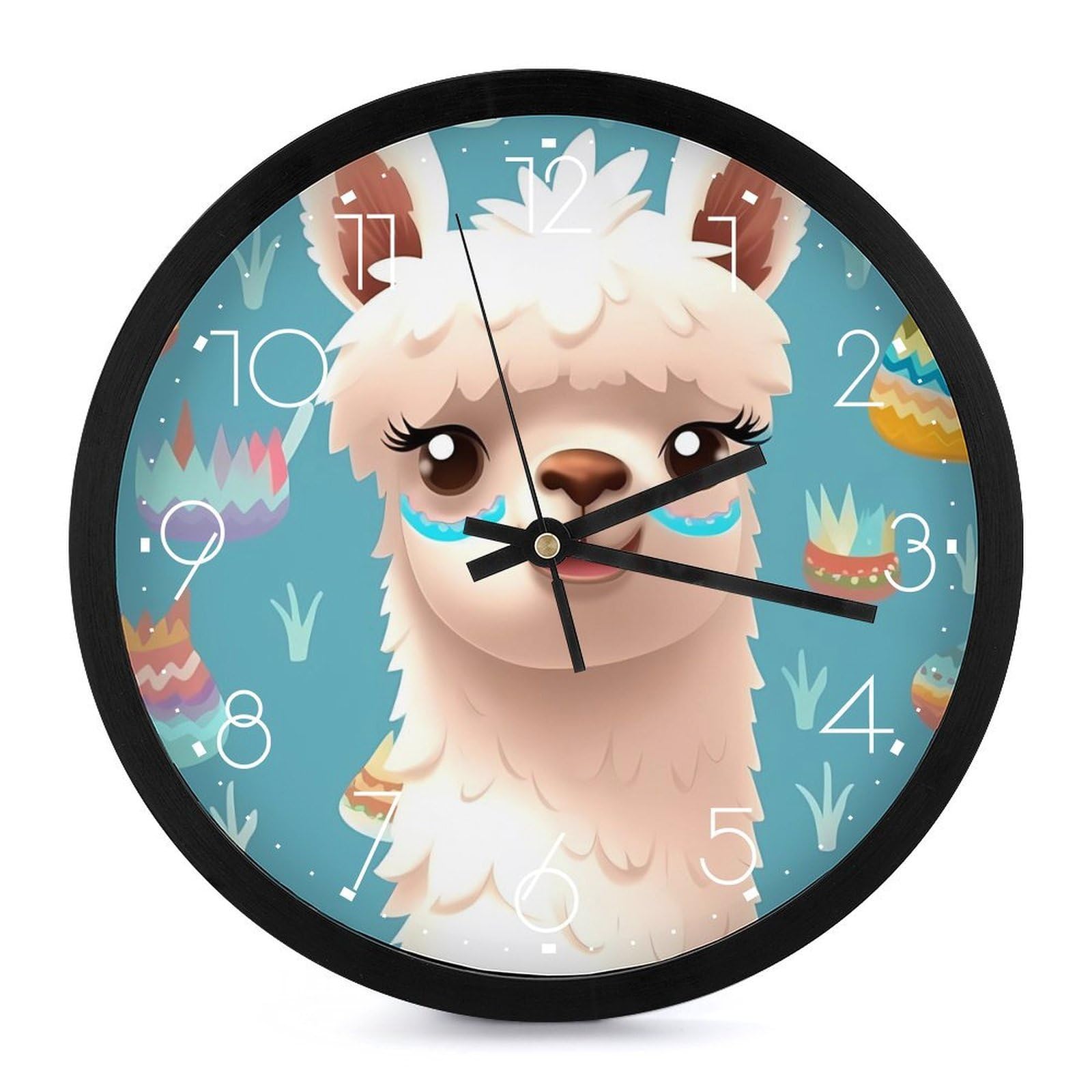 Horloge murale silencieuse sans tic-tac à motif alpaga