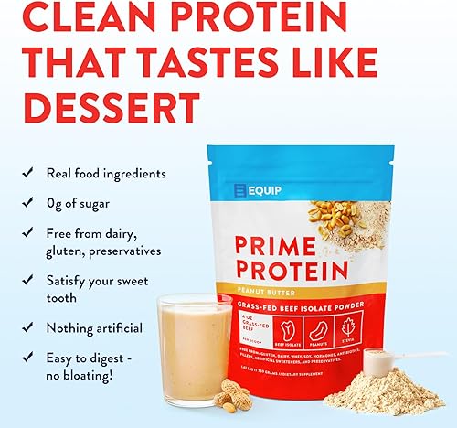 Miniatura 10 de Equip Foods Prime Protein - Proteína aislada en polvo de carne de res alimentada con pasto - Proteína en polvo sin paleo y gluten - Chocolate 17