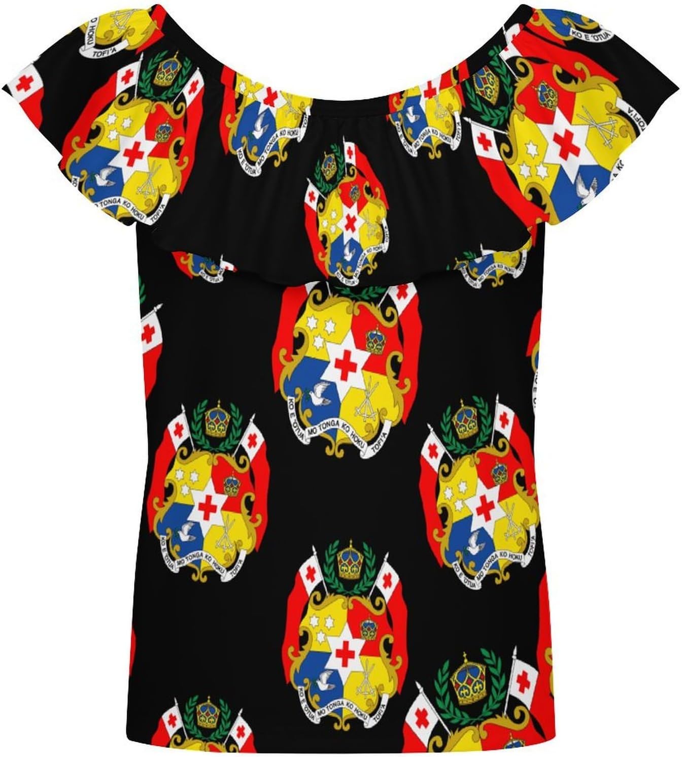 Tonga National Emblem Tongan Girls T-Shirts Top Ruffle Short Sleeve Blouse Casual Graphic Tees