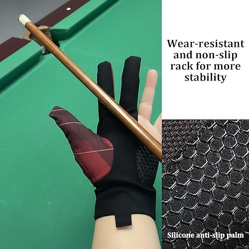 Miniatura 4 de Guante de piscina para mano izquierda, guantes de billar para mano izquierda 3 dedos