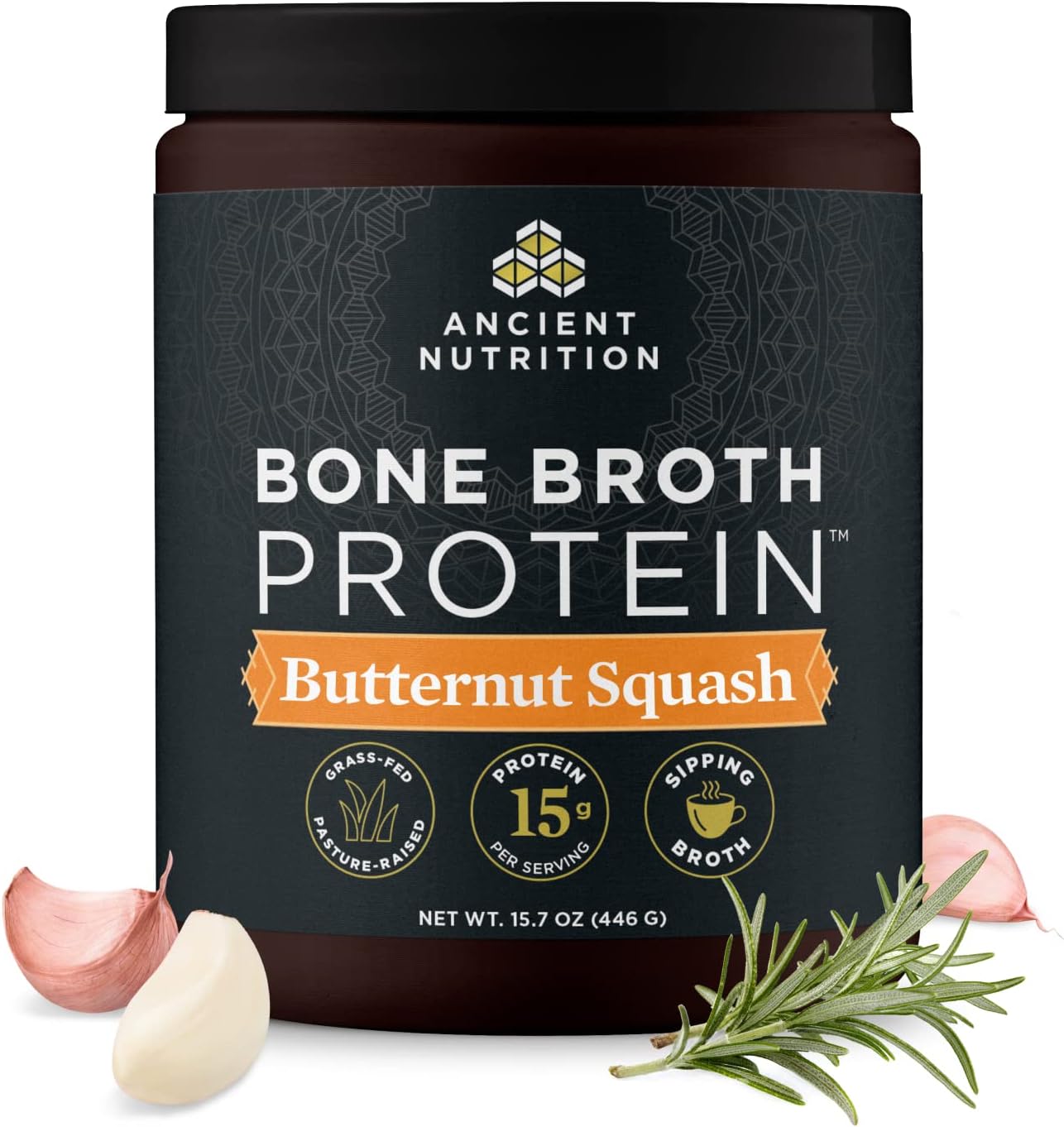 Bone Broth Protein Powder by Ancient Nutrition, Butternut Squash, Grass-Fed Chicken and Beef Bone Broth Powder, 15g Protein Per Serving, Supports a Healthy Gut,15 Servings…