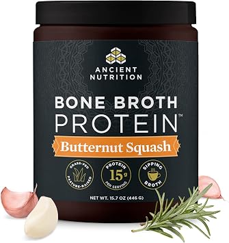 Ancient Nutrition Grass Fed Bone Broth Protein Powder, Butternut Squash