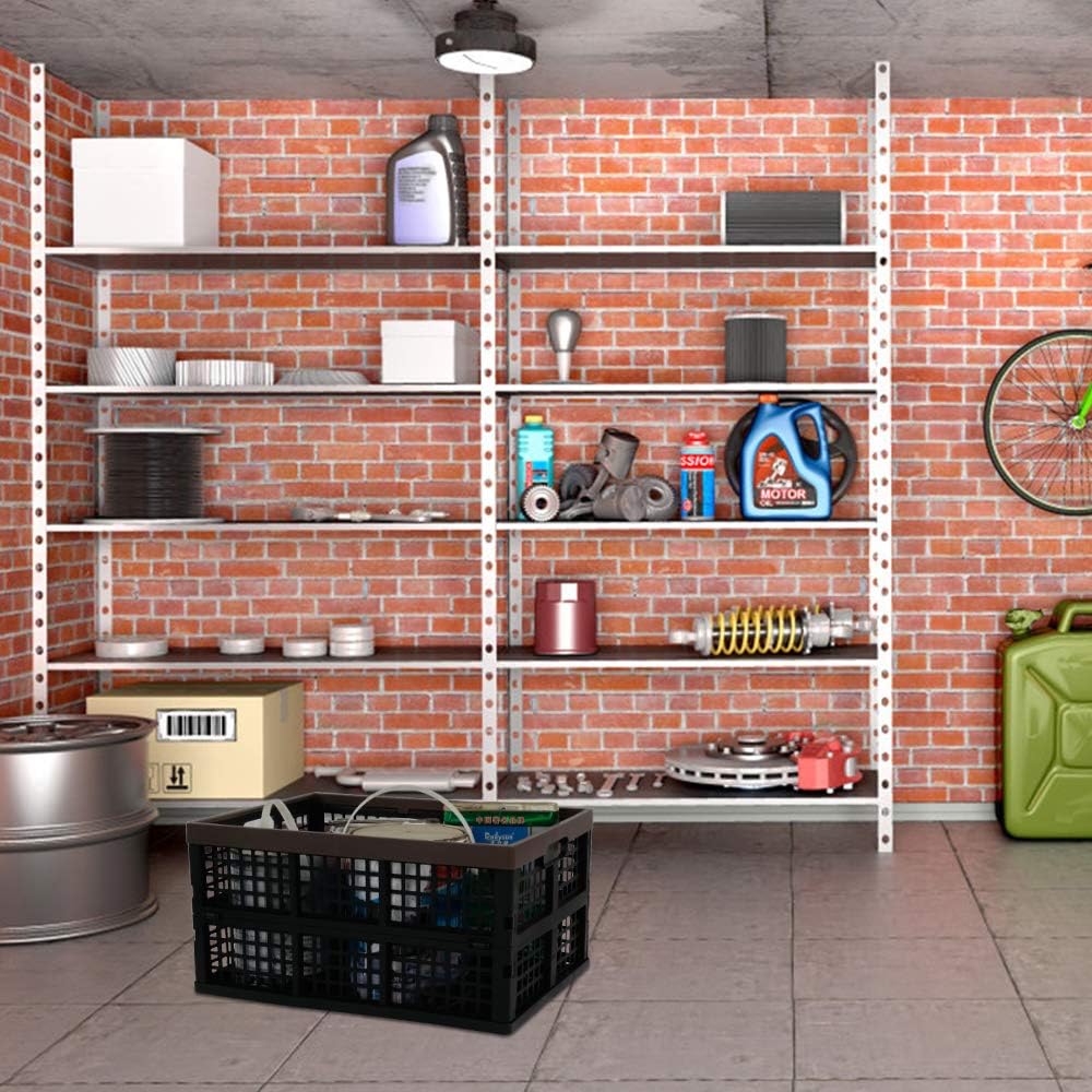 Lesbin 2-Pack 42 L Plastic Staking Folding Storage Basket Crates, Stackable Collapsible Storage Bin : Everything Else