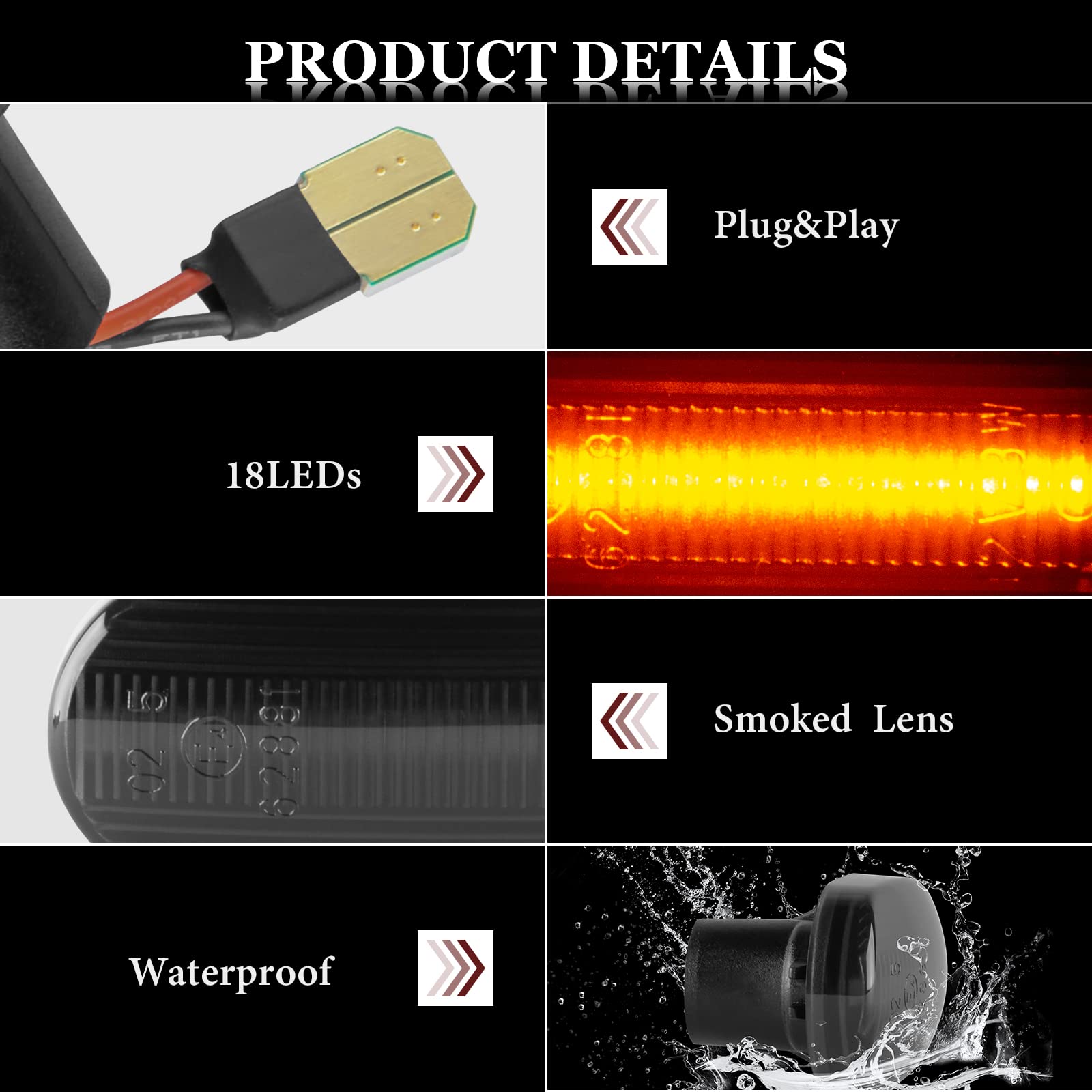 POPMOTORZ Indicatori di Direzione, LED Dinamici Indicatore di Direzione Laterale con Canbus Senza Errori 4014 SMD Installazione Semplice per Alfa Romeo 147 GT MiTo Bravo II Hatchback, 2 Pezzi