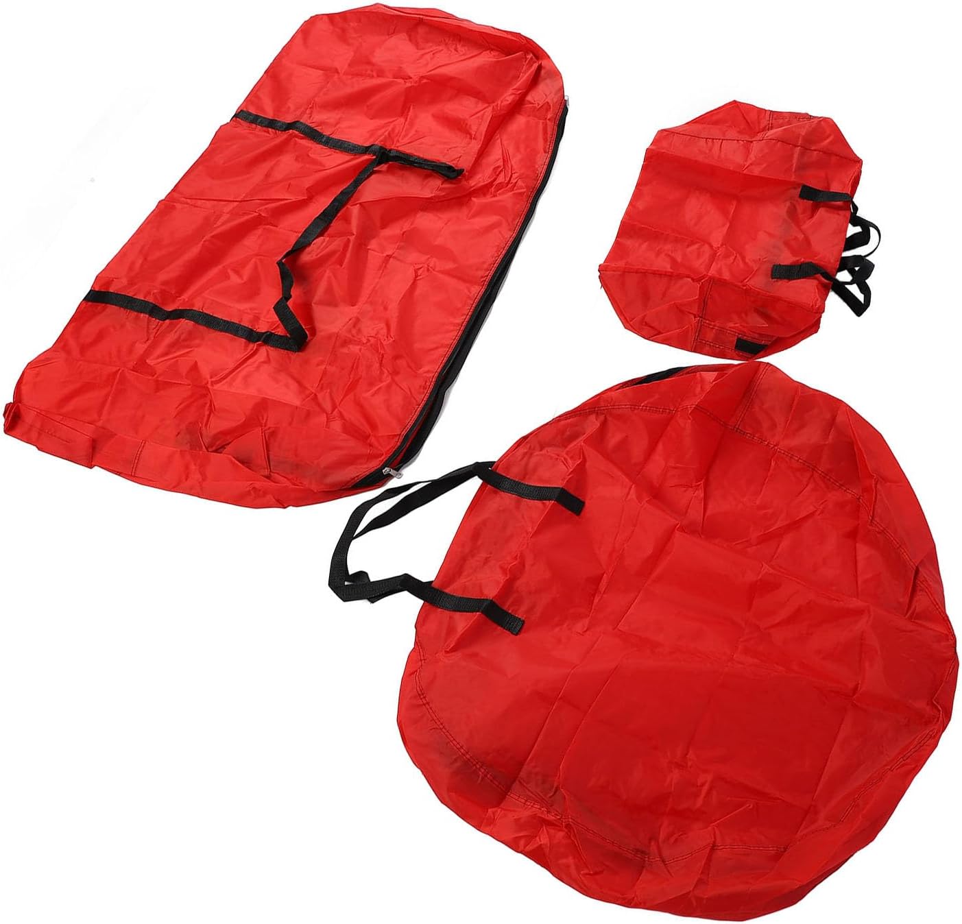 Yosoo Christmas Tree Storage Bag Set, 3 Pcs Oxford Cloth Xmas Tree Storage Bags for 7.5FT Artificial, with Reinforced Handles and Labeling Card Slot (Red)