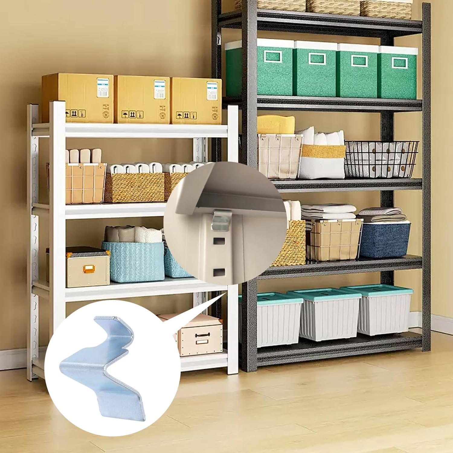 Coshar 20Pcs Metal Shelf Clips Heavy Duty Shelving Brackets 0.55"x 0.3" Adjustable Shelf Brackets Shelves Support Pegs for Metal and Wood Bookcase Kitchen Cabinet Shelving