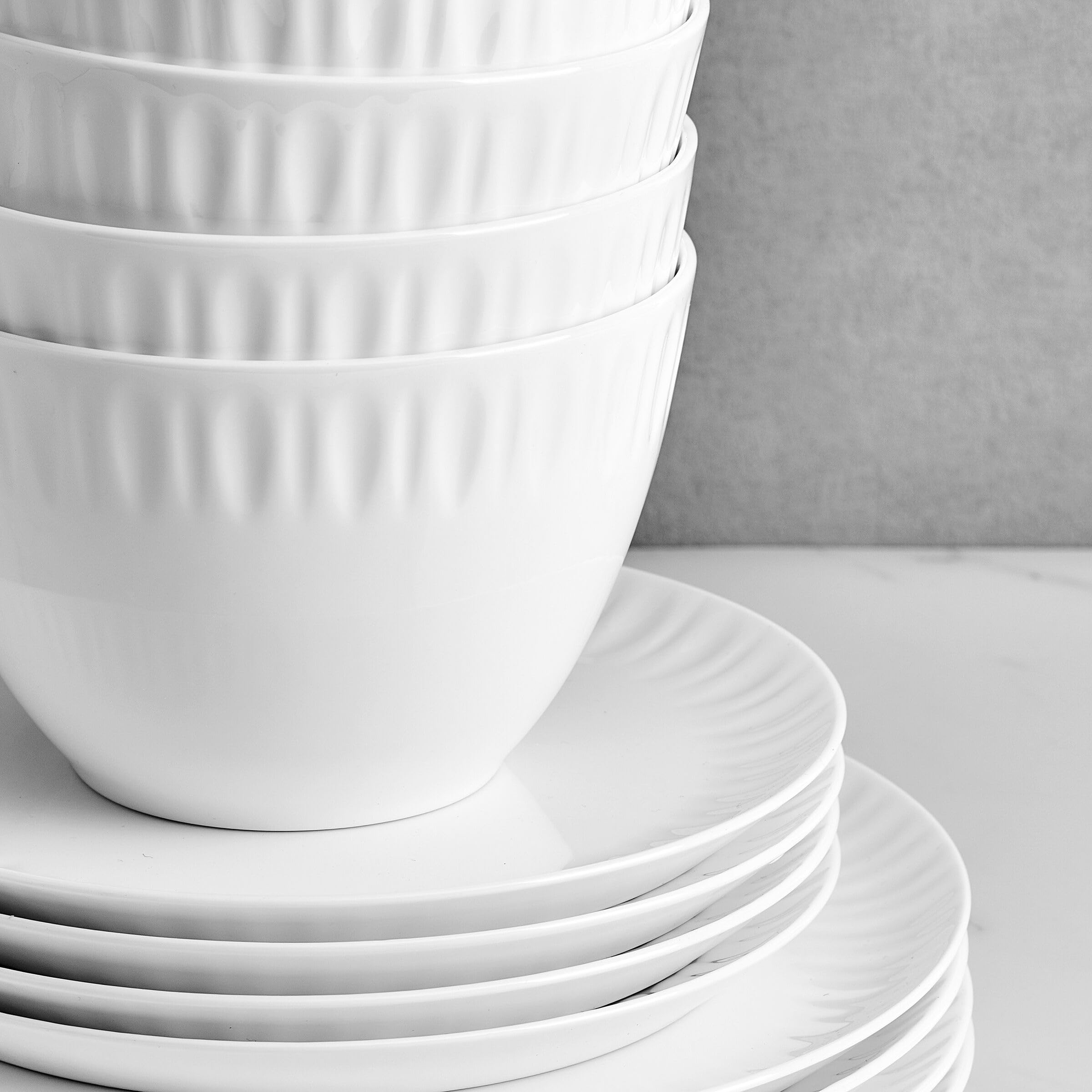 Mikasa Franklyn Bone China - Vajilla de 12 piezas resistente a las astillas, servicio para 4