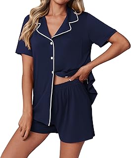 Pajamas Set for Women 2 Piece Pjs Short Sleeve Sleepwear Button Down Lounge Shorts Sets S-XXL