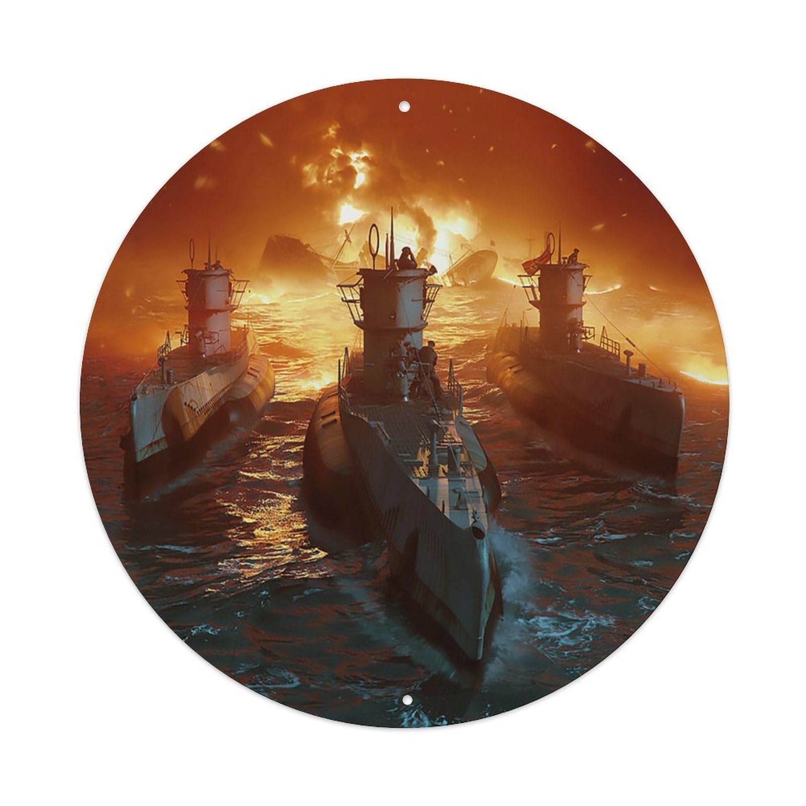 War Battleship Wolfpack Attack Vintage Metal Tin Sign Plaque Wall Decor for Cafe, Club Bar, Office, Garden Metal Poster 8x8Inch