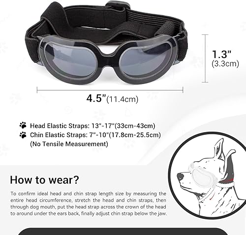 Miniatura 4 de NAMSAN Gafas de sol para perros pequeños, protección UV, ajustables, transparentes, fáciles de usar, resistentes al viento, para motocicleta,