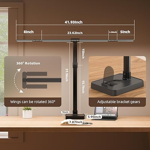 Miniatura 2 de Lámpara de escritorio LED para oficina en casa, lámpara de escritorio plegable brillante de 24 W con base, 25 modos de iluminación, luz de