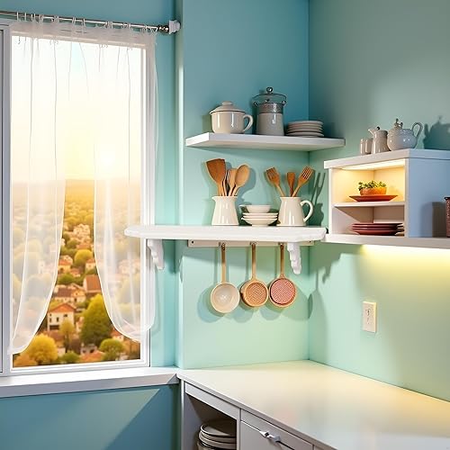 Miniatura 3 de 1 estante de pared blanco de Dollhou, accesorios de casa de muñecas en miniatura a escala 1:12, estante de pared de almacenamiento de casa de