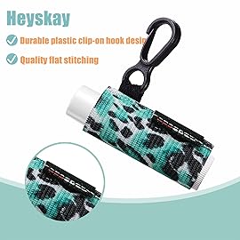 HEYSKAY 5pcs Lip Balm Holder Keychain Lipstick Sleeves Chapstick Lip Gloss Holder Keychain Elastic Sleeves for Men Women(Wave/Flower/Leo)
