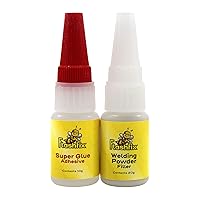 Vista 1 de FlashFix Super Glue Plus - Pegamento de soldadura de fuerza industrial y polvo para llenar huecos - Adhesivo de secado instantáneo para plástico