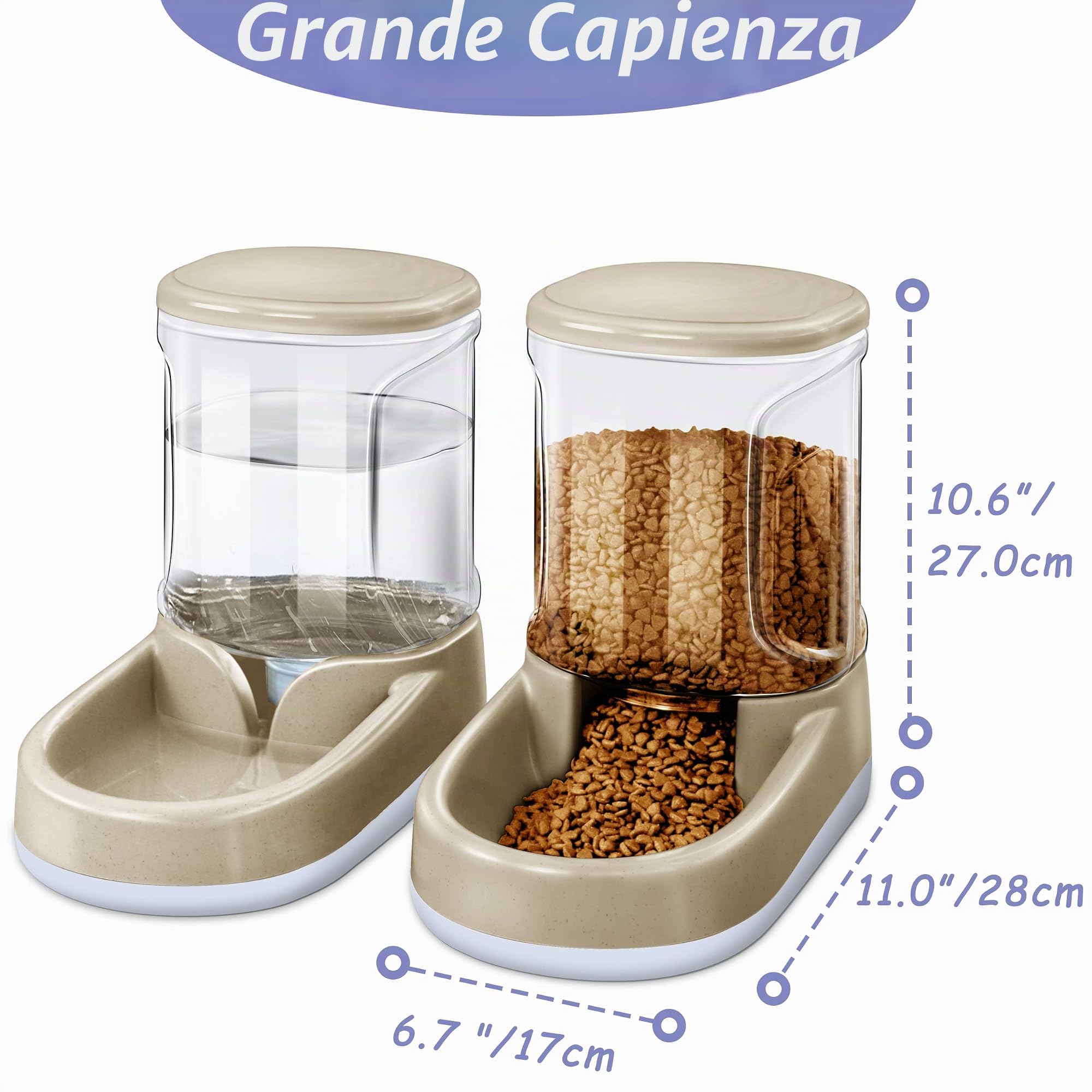 Lucky-M Set automatico di alimentazione e abbeveratoio per animali domestici, alimentatore e erogatore di acqua per cani e gatti, 3,8 l