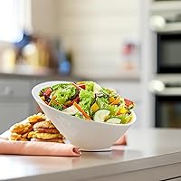 Vista 6 de Yesland Paquete de 2 cuencos de porcelana en ángulo, cuencos de ensalada blancos de 26 onzas, cuencos de cerámica para pasta, cereales, sopa