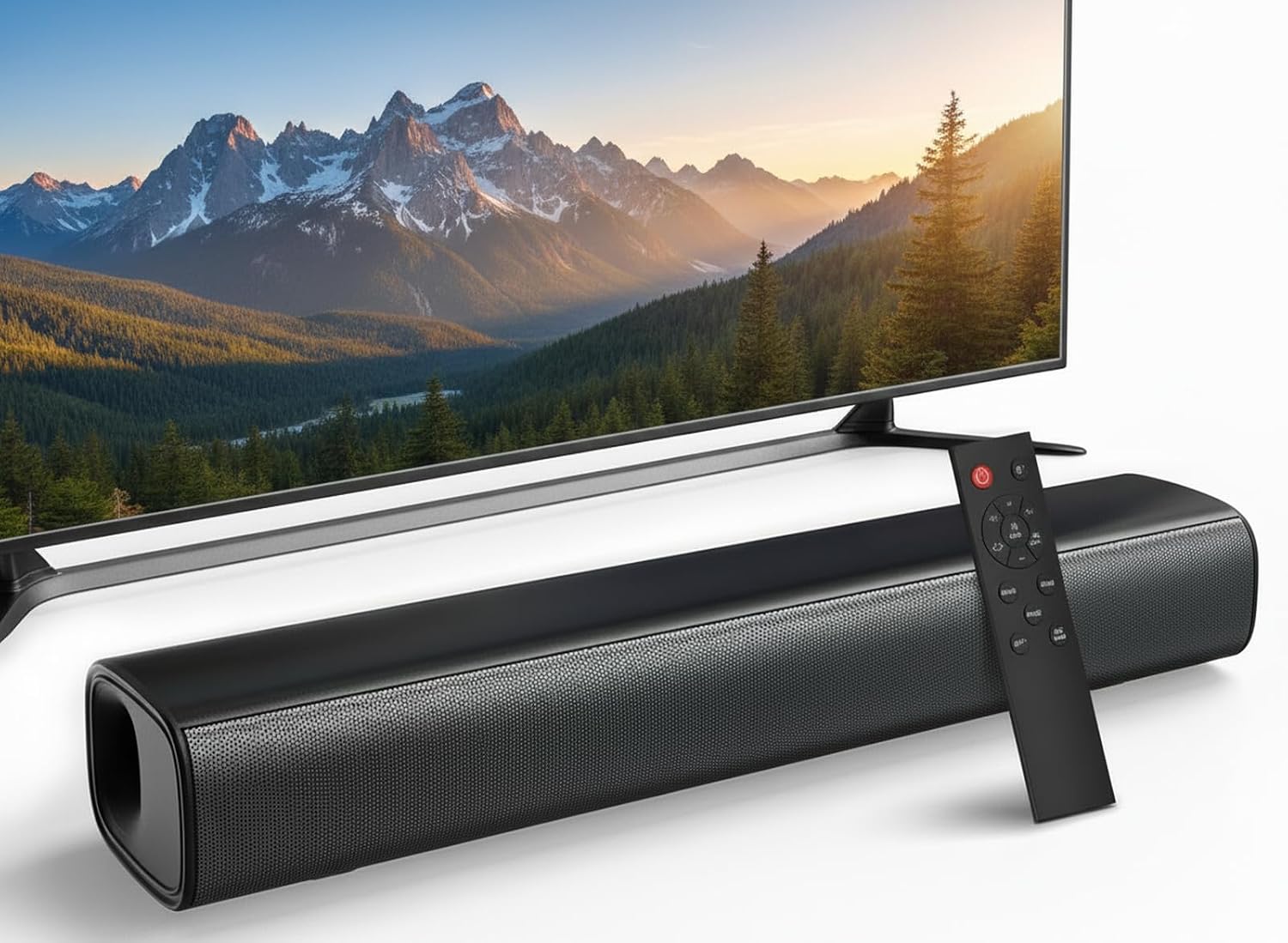 14.2" 40W Sound Bar for Smart TV, Compact Wall Mount Soundbar | Custom Bass Reflector & 3 EQ Modes, 40W Surround Home Theater Speaker Compatible with Smart TV, PC, Laptop, Projector