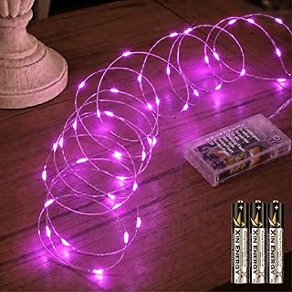 Light Purple Fairy Lights Battery Operated (Included), 8 Modes & Auto Ti...