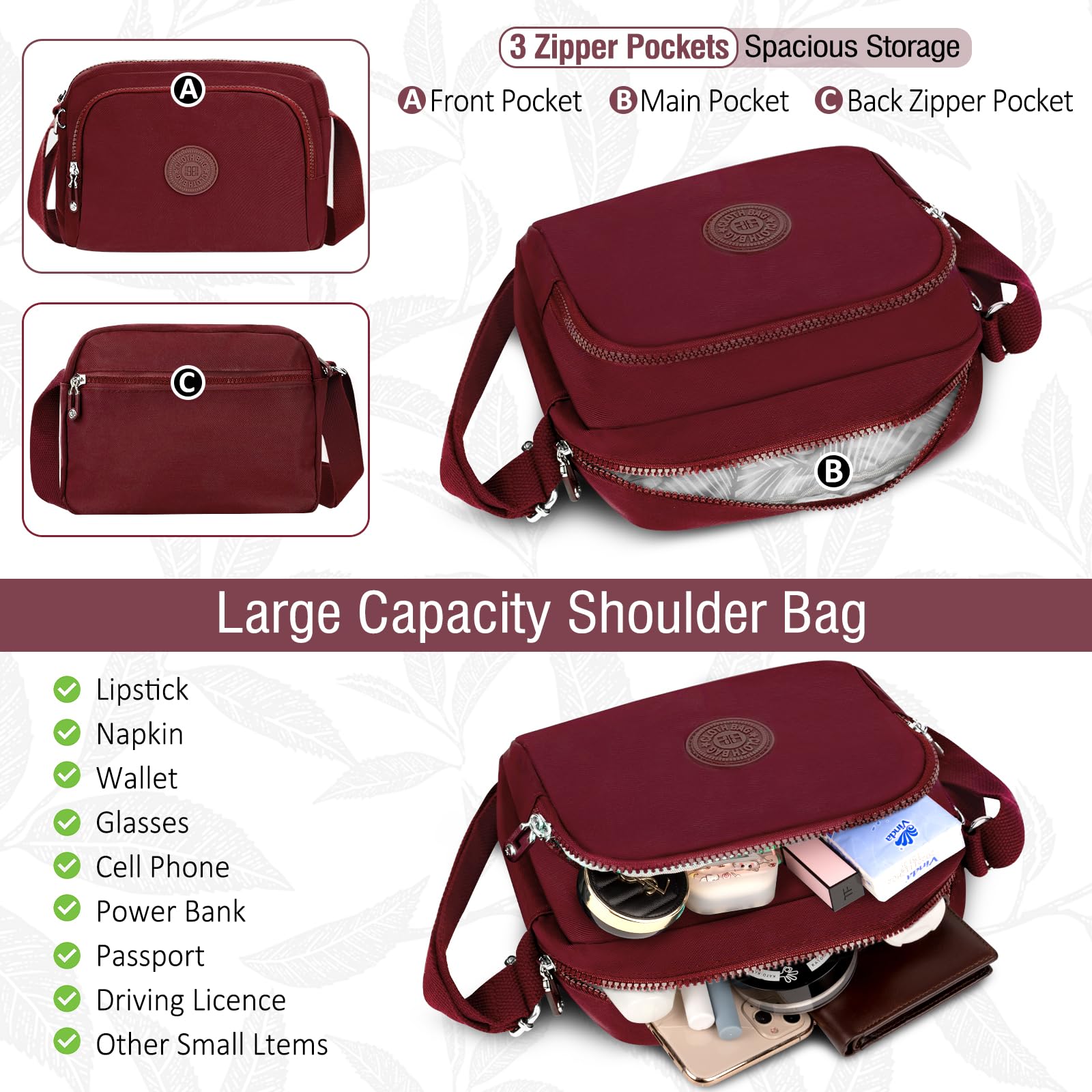 Faneam Borsa a Tracolla Donna Casual Borse Spalla Borsetta Tracolla Ragazze Moda Borsa Tracolla con 3 Scomparti Crossbody Bag Spallacci Regolabili Borsa a Tracolla per Sport Viaggio Shopping