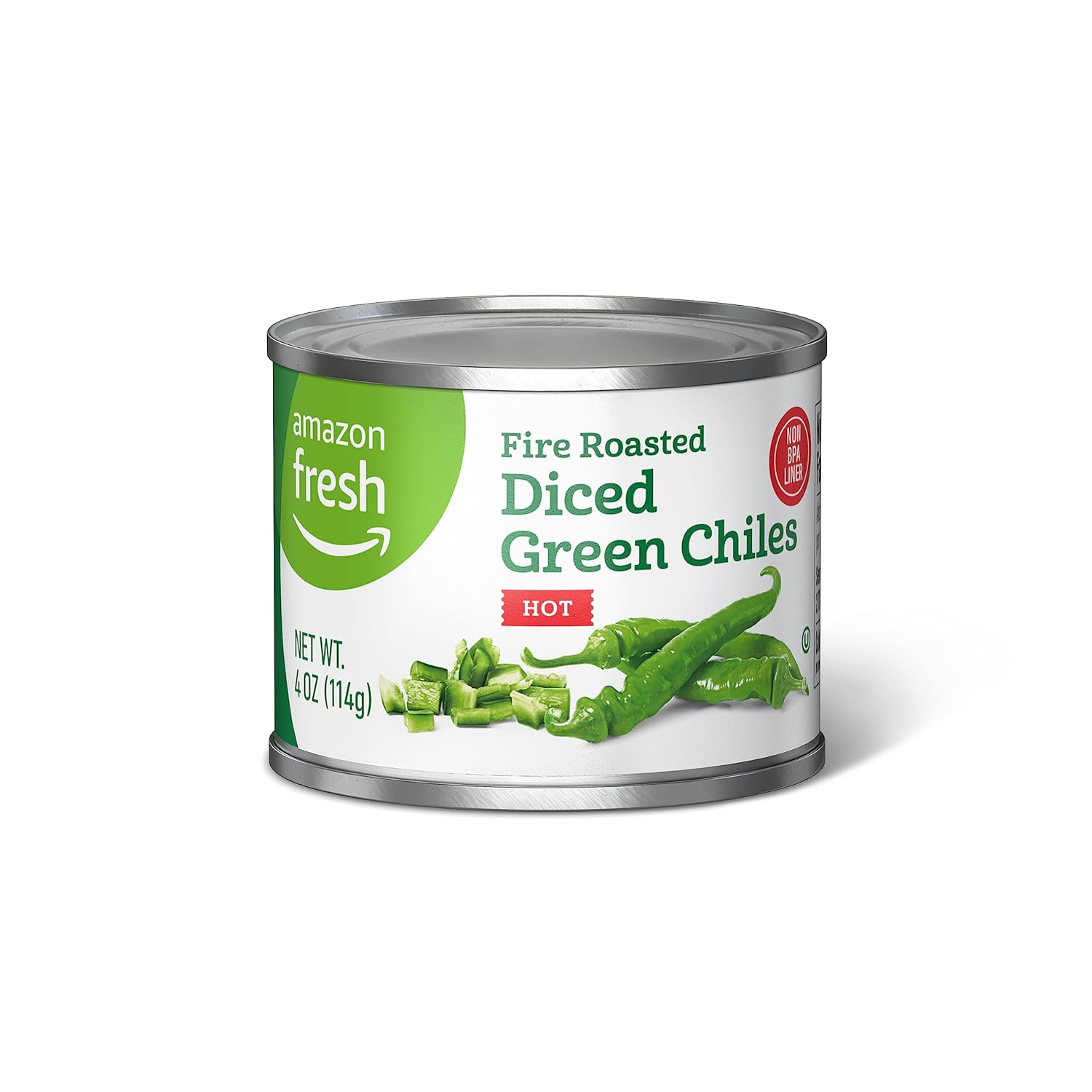 Amazon Fresh Diced Green Chili Peppers, Hot, 4 oz