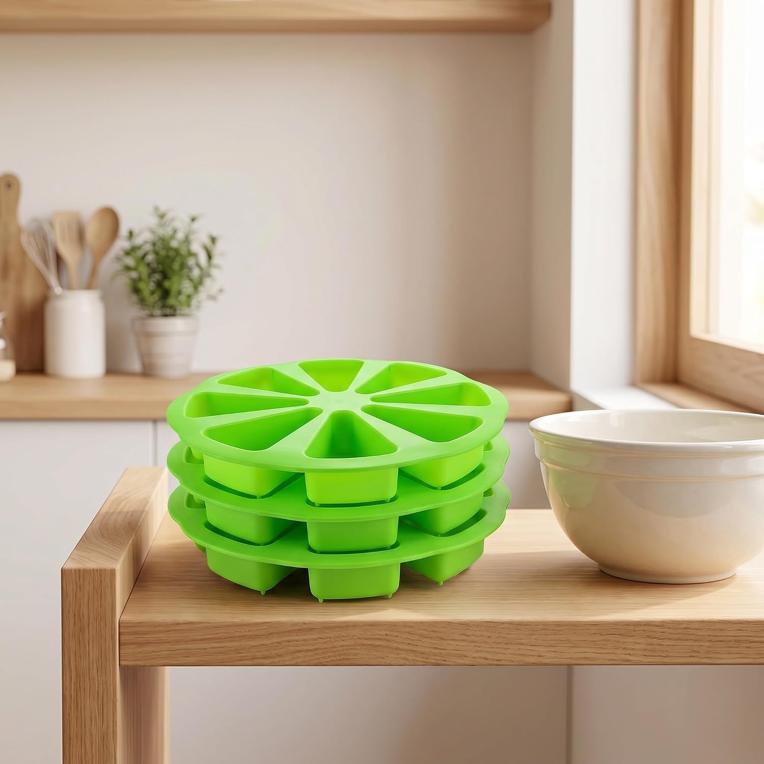 Set of 3 Triangular Silicone Cake Molds (8 Cavities), Non-stick, Heat-resistant Tray - Reusable for Making Desserts And Treats