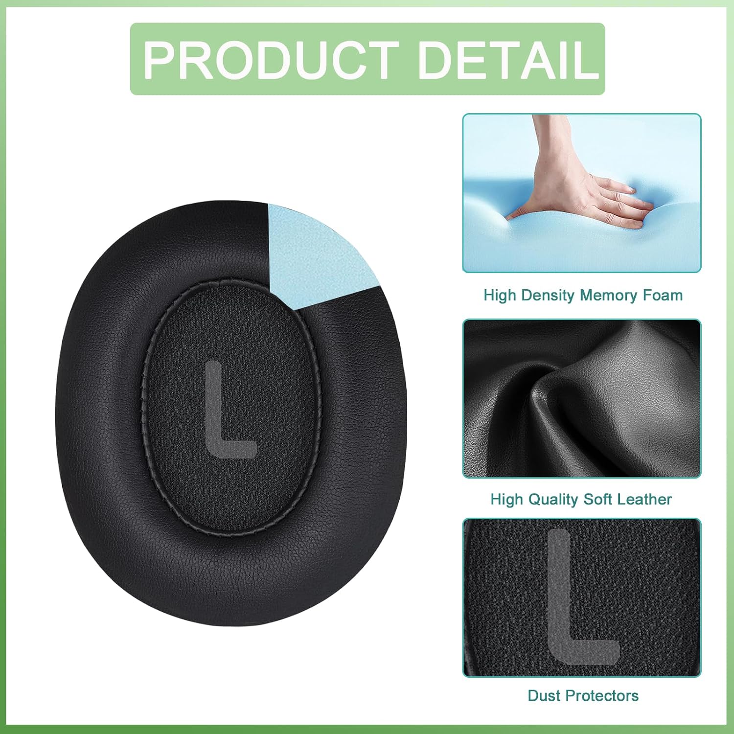 Replacement Ear Pads for JBL Tune 700(700BT)/ 710(710BT)/ 720(720BT)/ 750(750BT,750BTNC)/ 760(760NC)/ 770(770NC) Wireless Over-Ear Headphones, JBL Earpad Ear Cushions Ear Cups Cover (Black)