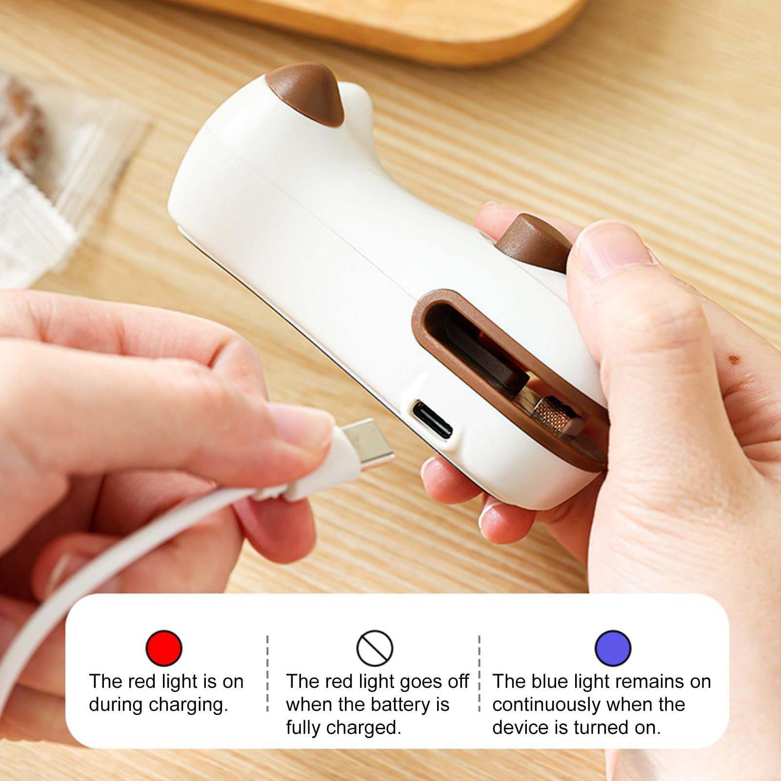 Mini Scellant de sacs avec lame et fermeture magnétique pour aliments rechargeables magnétiques pour collations et animaux de compagnie