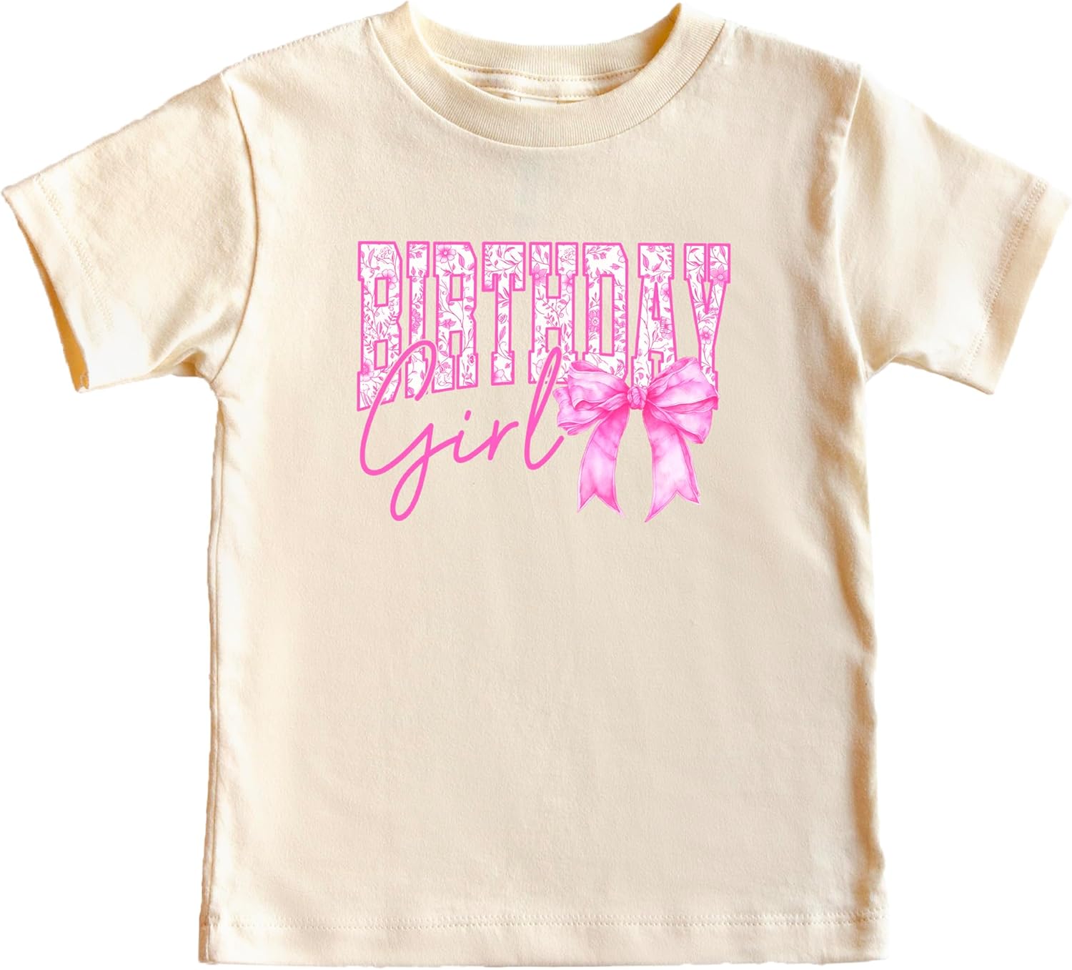 Floral Birthday Girl Shirt for Women, Teens & Kids Pink Coquette Bow Party T-Shirt